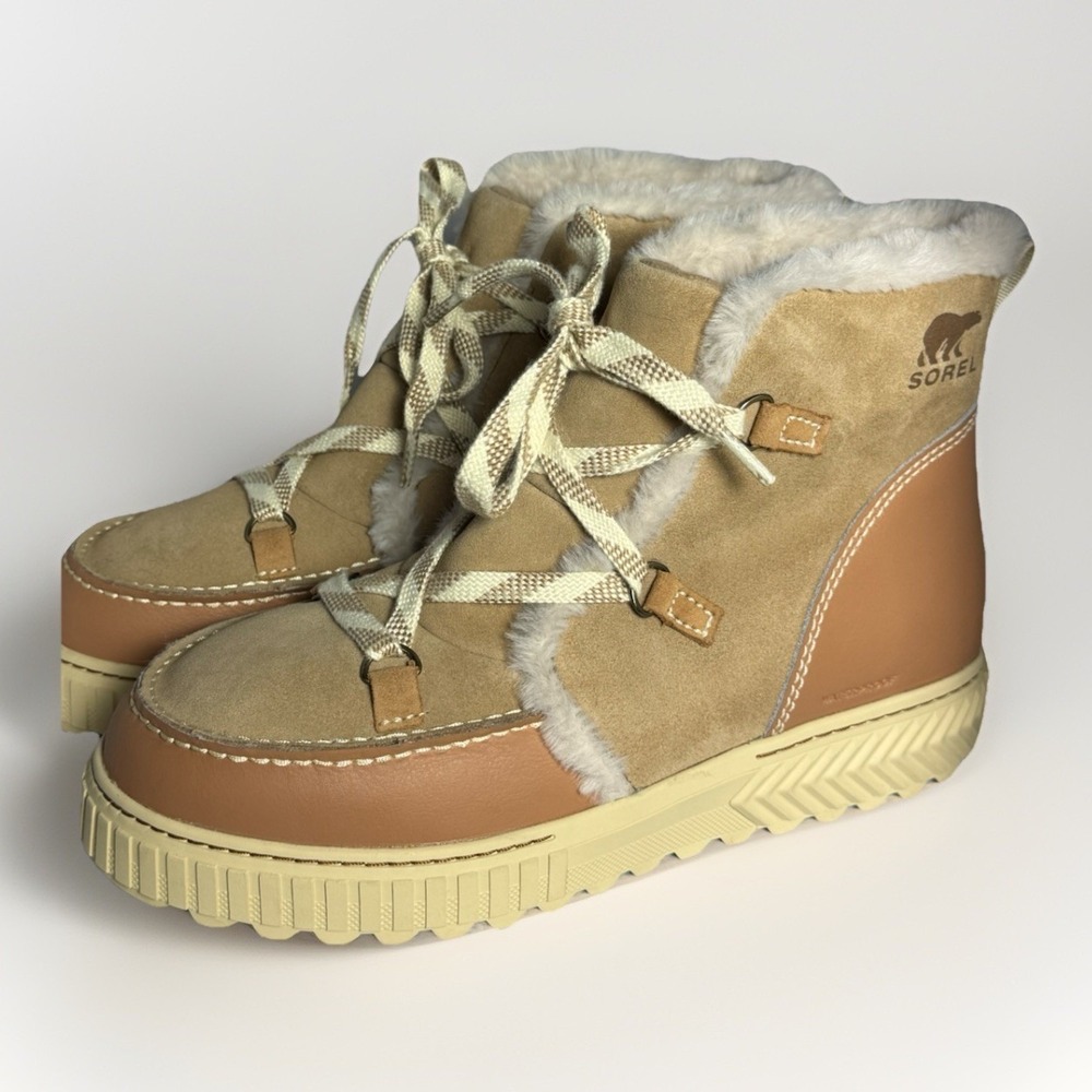 Sorel Ona Waterproof Faux Fur Lace Up Ankle Snow Boot Women's US 12 Tan